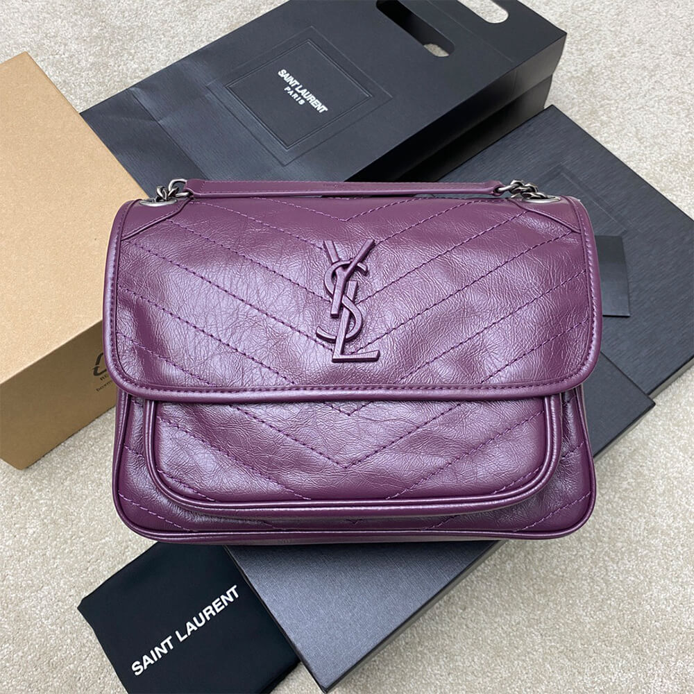 YSL NIKI MEDIUM IN CRINKLED VINTAGE LEATHER(HIGH-END GRADE)