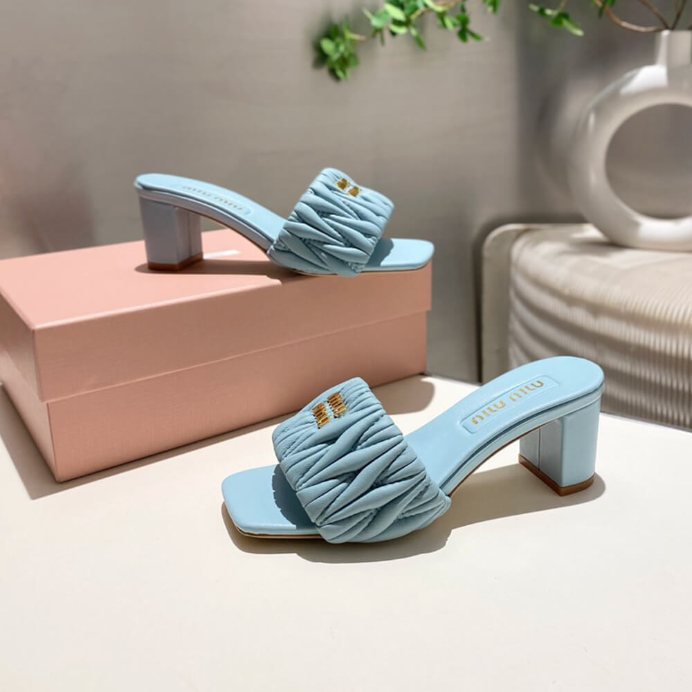 MiuMiu Matelass?? nappa leather slides