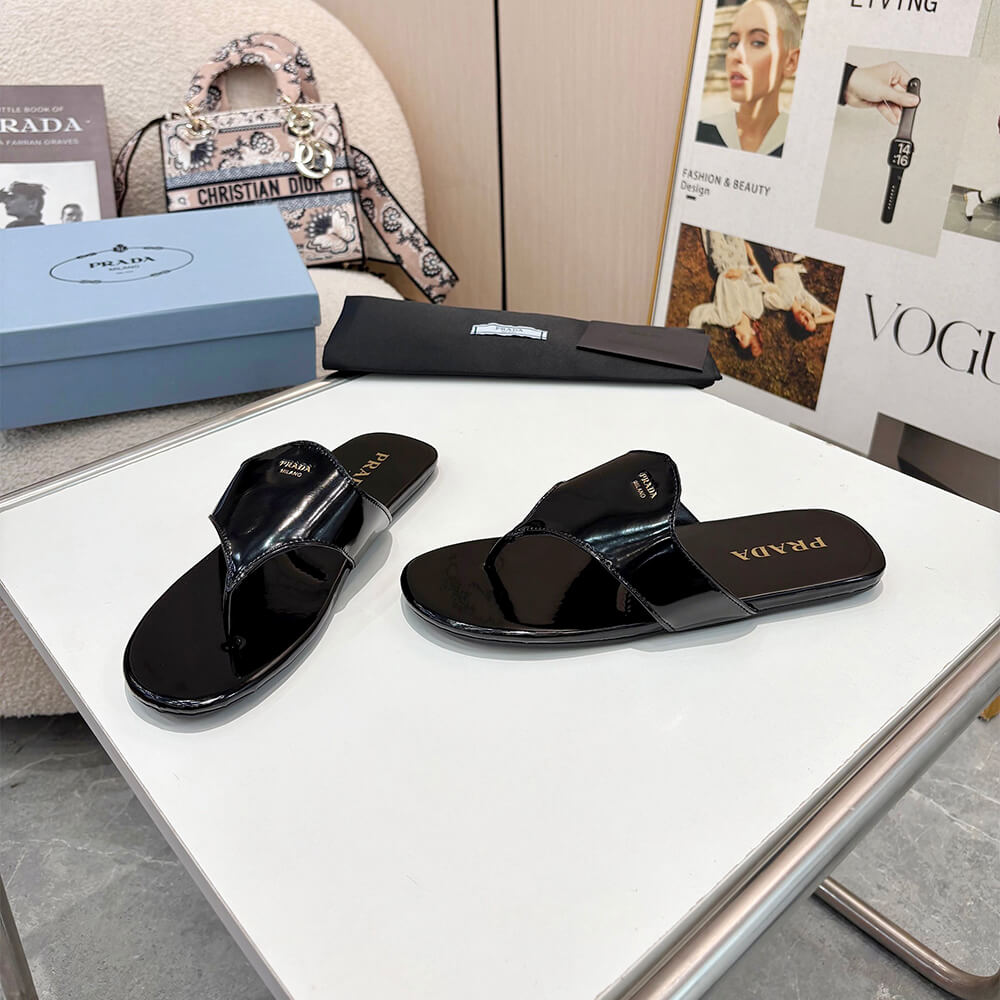 Prada Brushed leather thong sandals