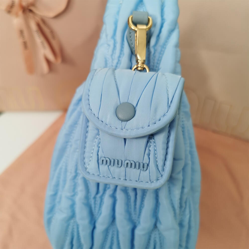 Miu Wander matelasse regenerated nylon hobo bag