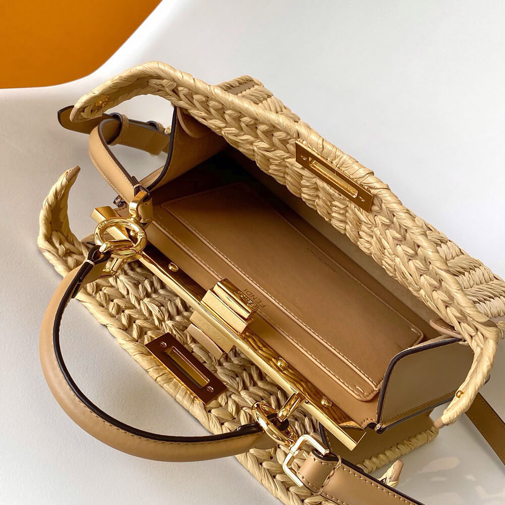 FENDI Peekaboo ISeeU Small Raffia(TAX-FREE GRADE)