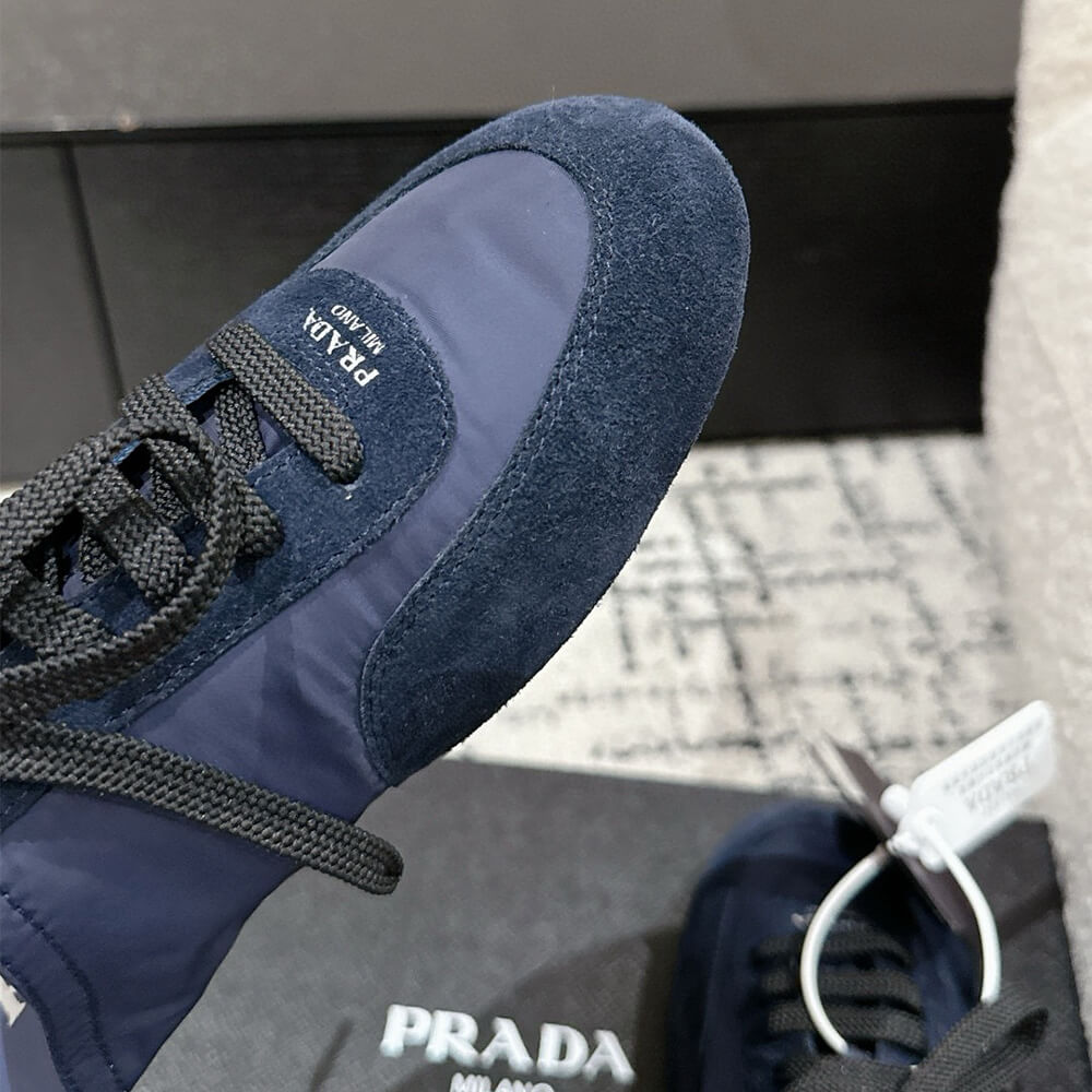 PRADA Collapse Re-Nylon and suede mules