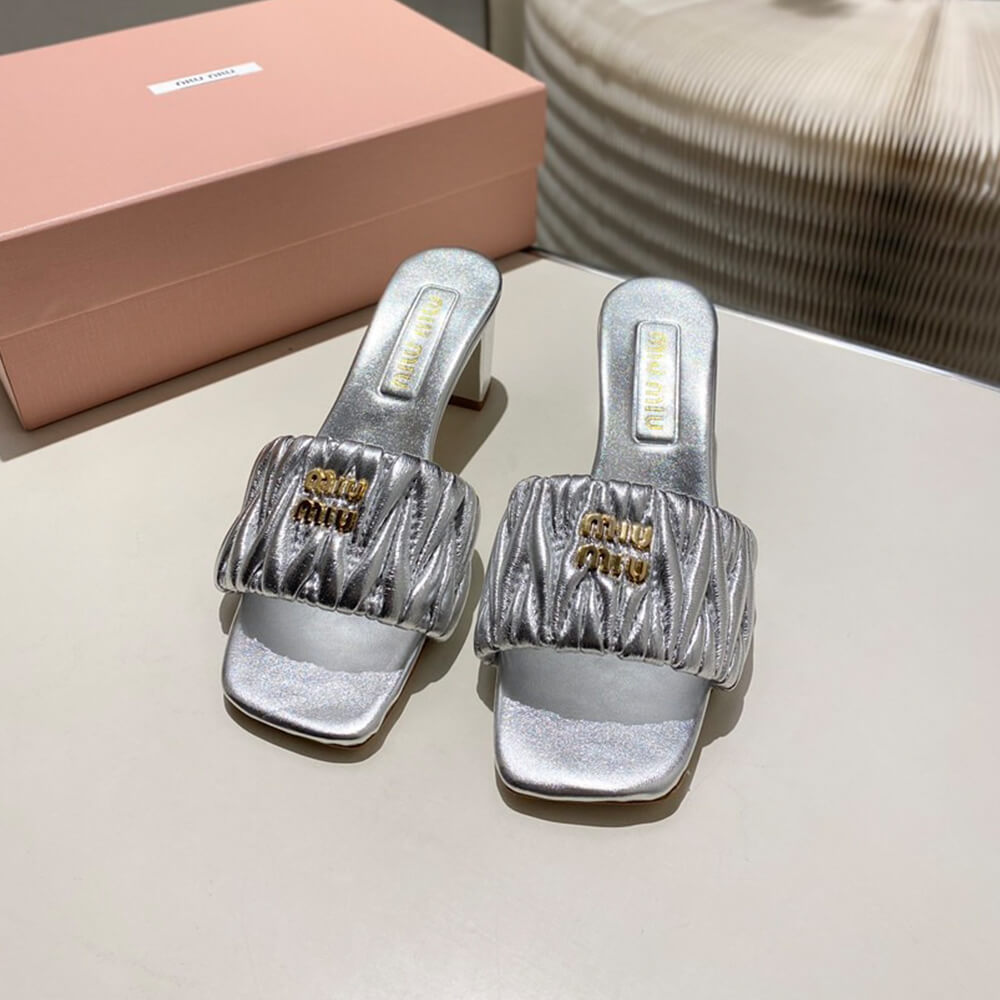 MiuMiu Matelass?? nappa leather slides