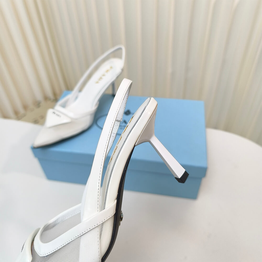 PRADA Mesh fabric slingback pumps
