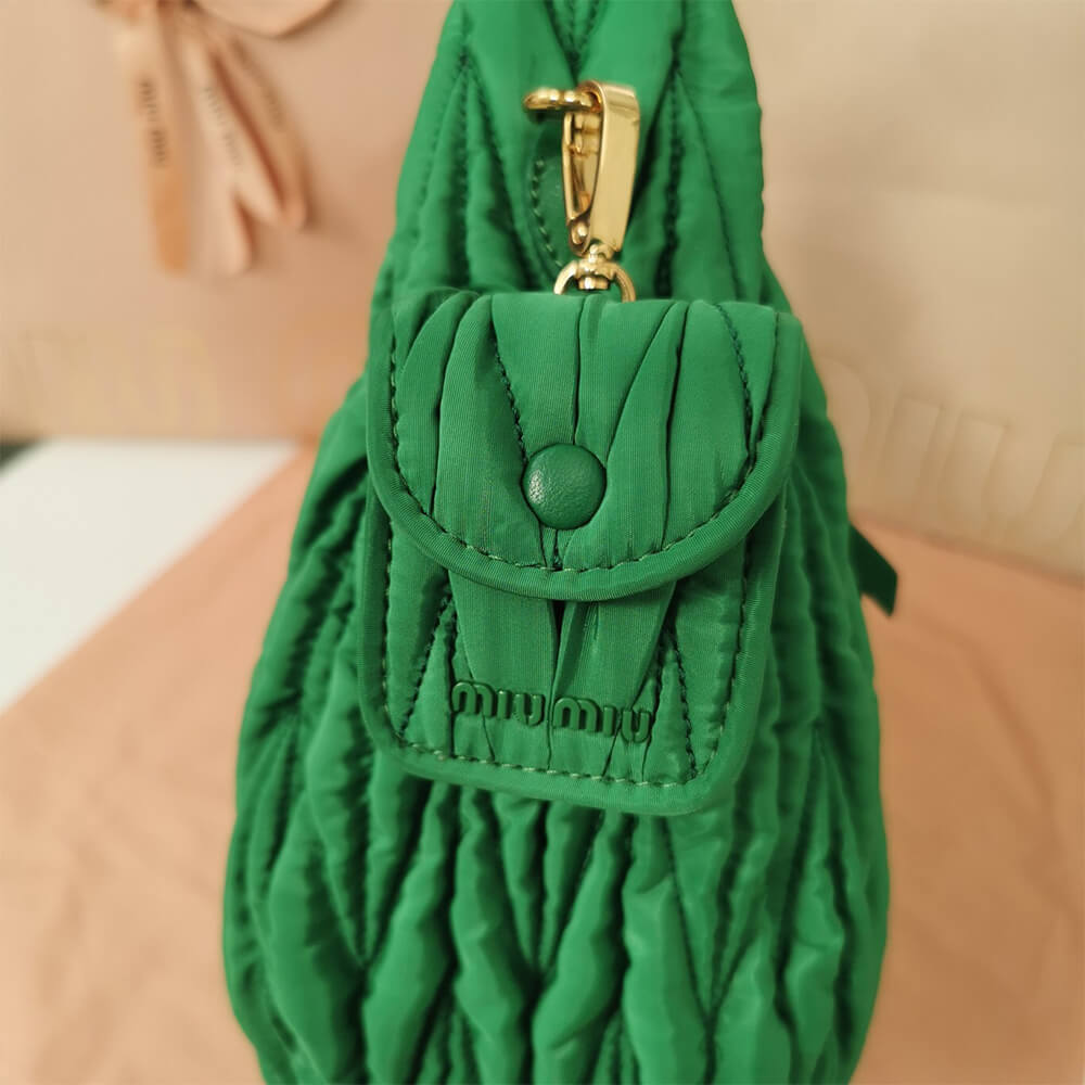 Miu Wander matelasse regenerated nylon hobo bag