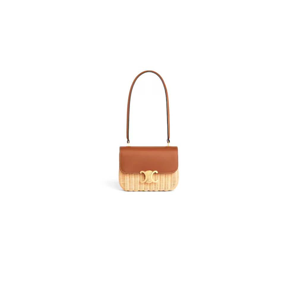 CELINE TEEN GARANCE BAG IN WICKER AND NATURAL CALFSKIN(HIGH-END GRADE)